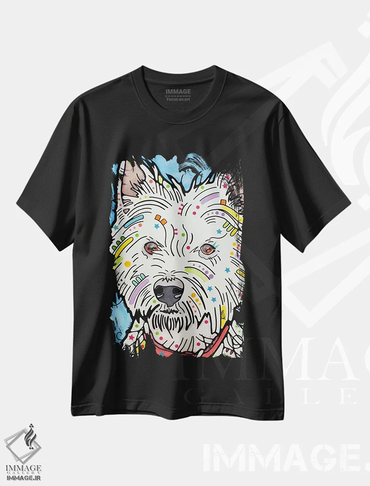 تیشرت مشکی طرح دار هایلَند، مدیوم اثر دین روسو | فروشگاه ایماژ