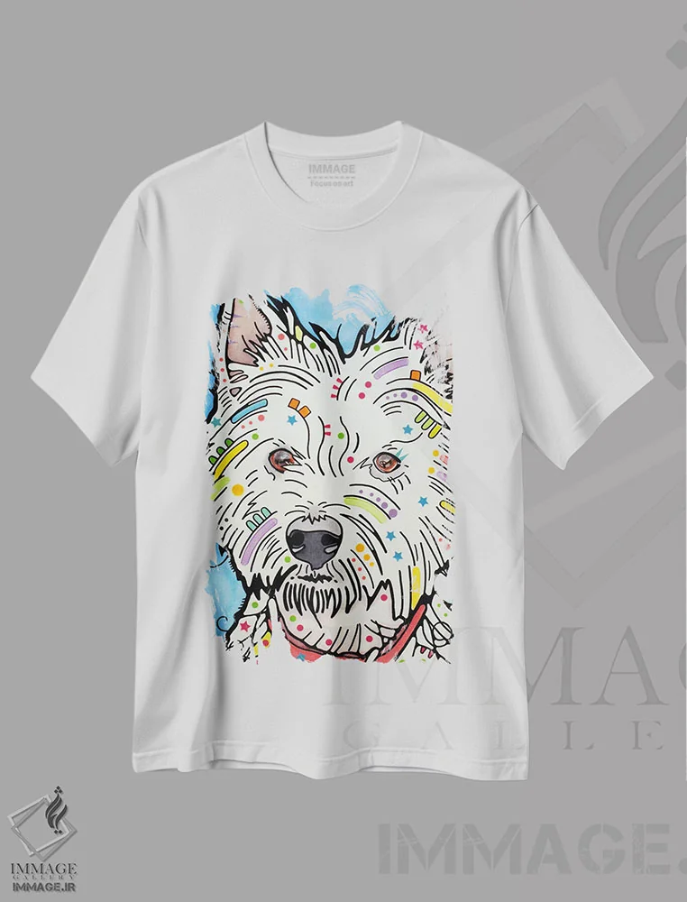 تیشرت سفید طرح دار هایلَند، مدیوم اثر دین روسو | immage.ir