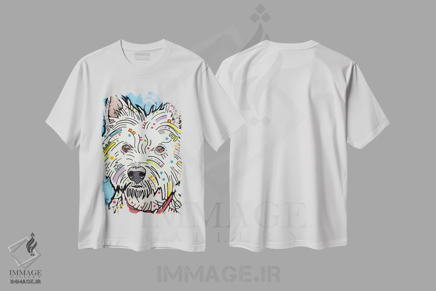 تیشرت سفید طرح دار هایلَند، مدیوم اثر دین روسو | immage.ir