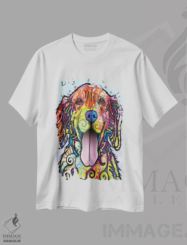 تیشرت سفید طرح دار سگ یعنی عشق، مدیوم اثر دین روسو | فروشگاه ایماژ