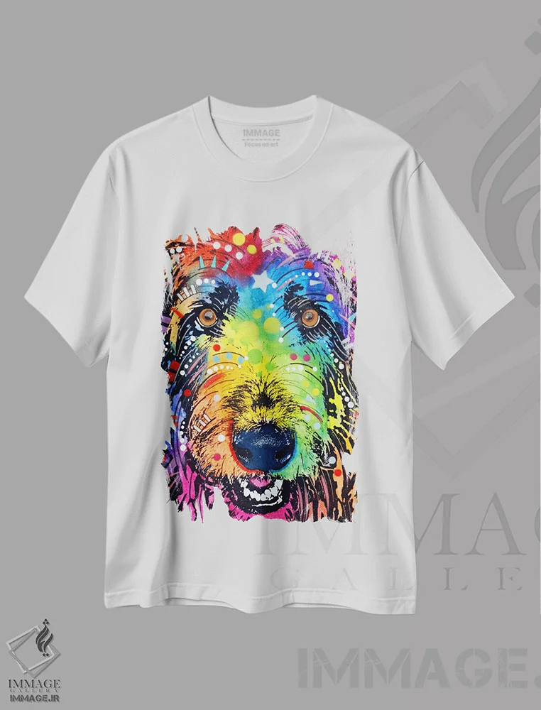تیشرت سفید طرح دار ایرش ولف هاوند، مدیوم اثر دین روسو | فروشگاه ایماژ