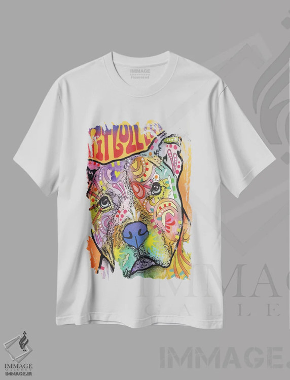 تیشرت سفید طرح دار عشق پیت بول، مدیوم اثر دین روسو | immage.ir