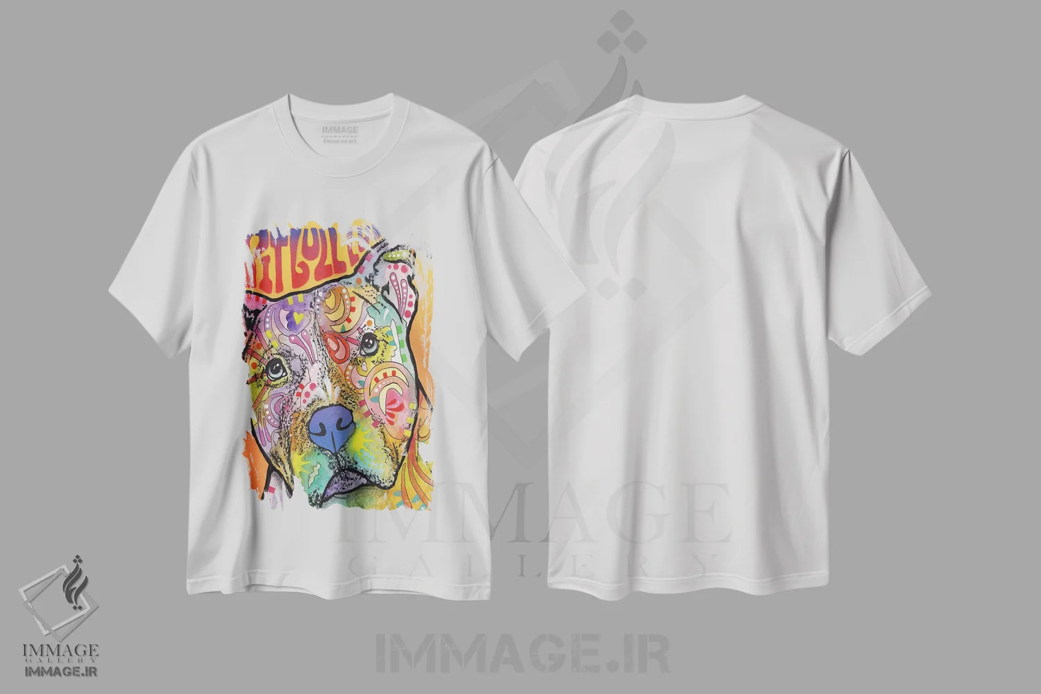 تیشرت سفید طرح دار عشق پیت بول، مدیوم اثر دین روسو | immage.ir