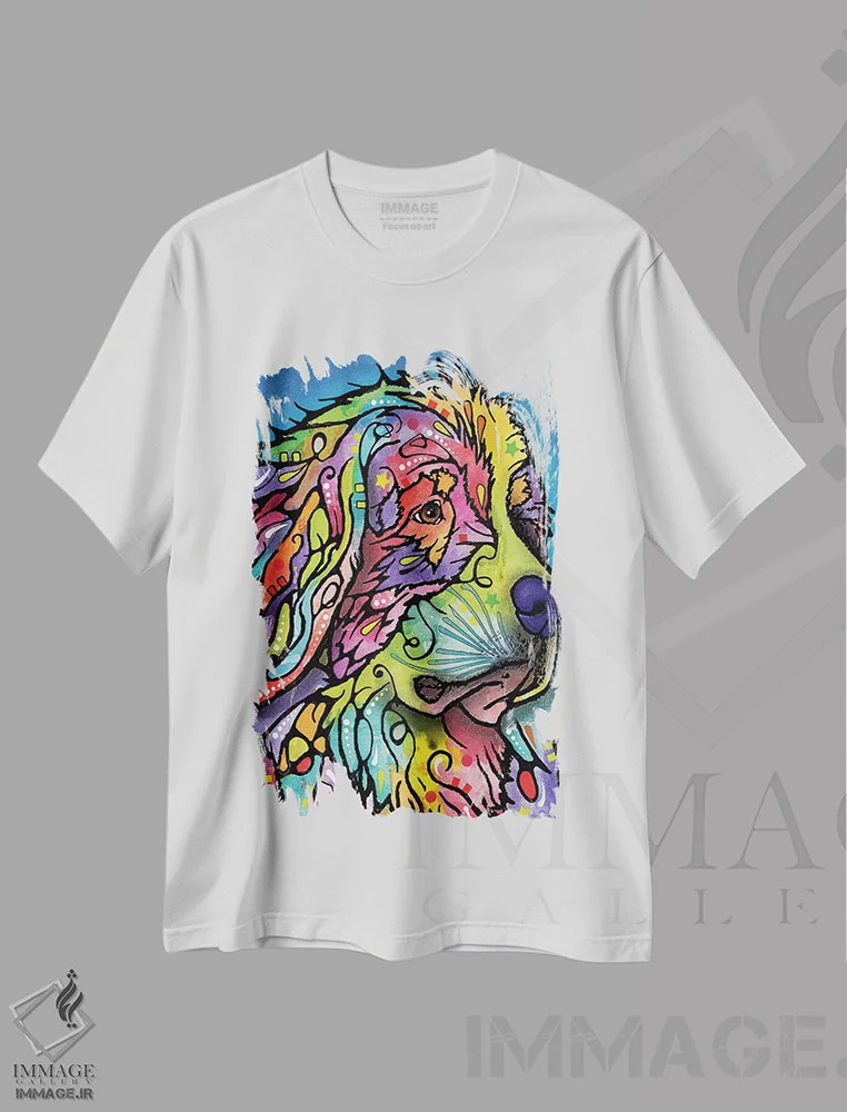 تیشرت سفید طرح دار سگ کوهستان، مدیوم اثر دین روسو | immage.ir