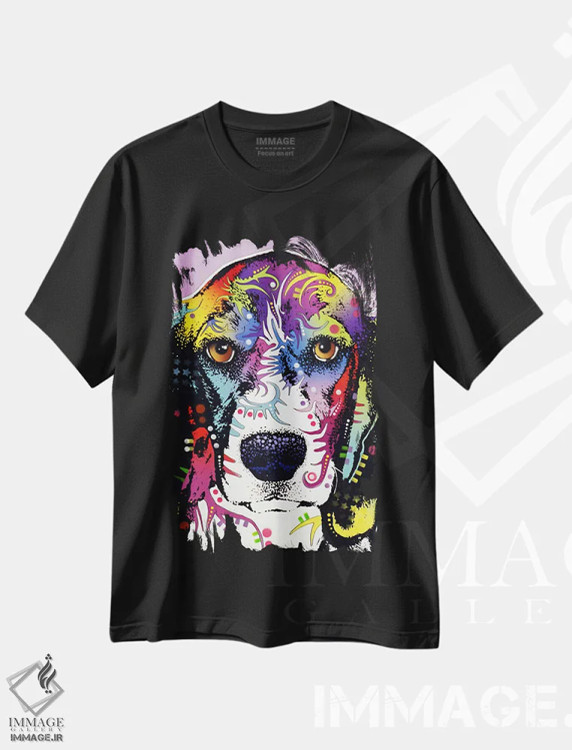 تیشرت مشکی طرح دار چهار بیگل، مدیوم اثر دین روسو | immage.ir