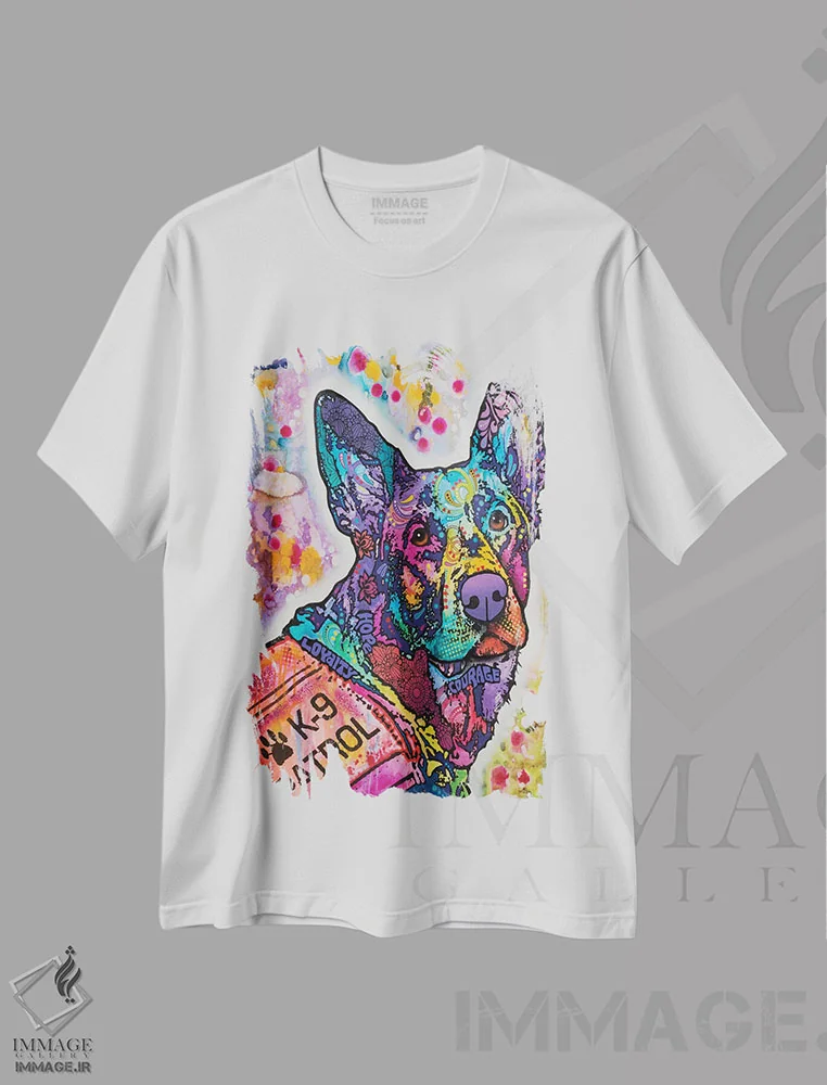 تیشرت سفید طرح دار گشت سگ پلیس ۳، مدیوم اثر دین روسو | فروشگاه ایماژ
