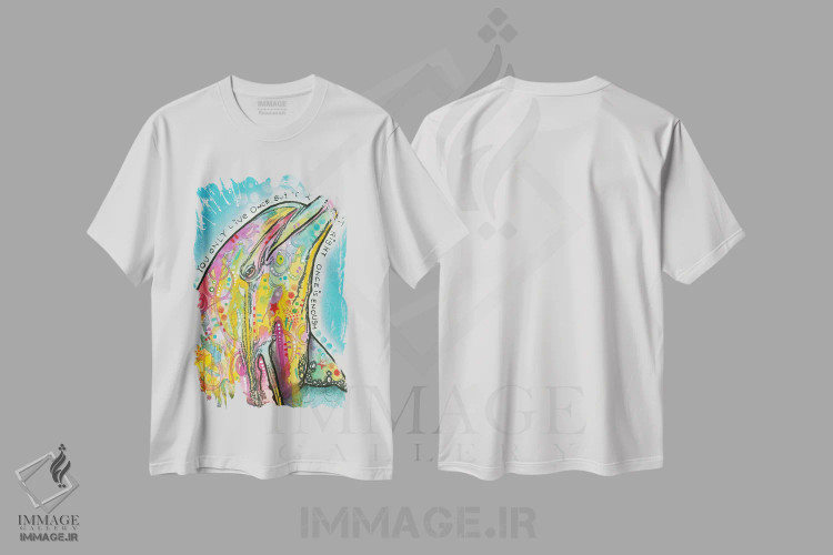 تیشرت سفید طرح دار دلفین، مدیوم اثر دین روسو | immage.ir