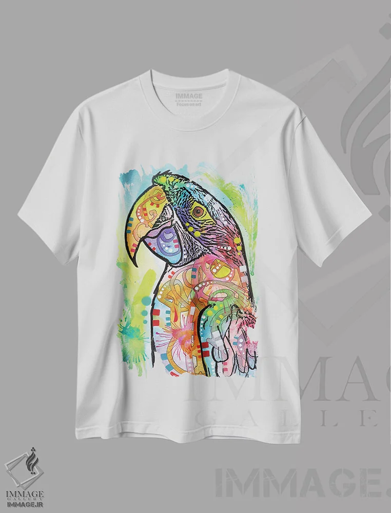 تیشرت سفید طرح دار ماکائو، تزئینی اثر دین روسو | فروشگاه ایماژ