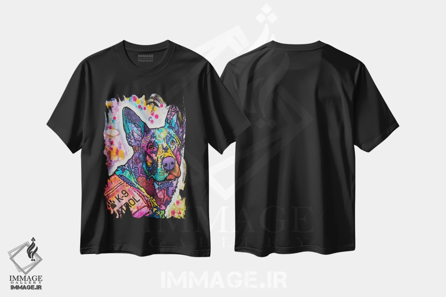 تیشرت مشکی طرح دار گشت سگ پلیس ۳، مدیوم اثر دین روسو | immage.ir