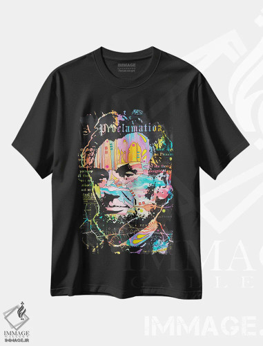 تیشرت مشکی طرح دار اعلامیه آبراهام، مدیوم اثر دین روسو | فروشگاه ایماژ