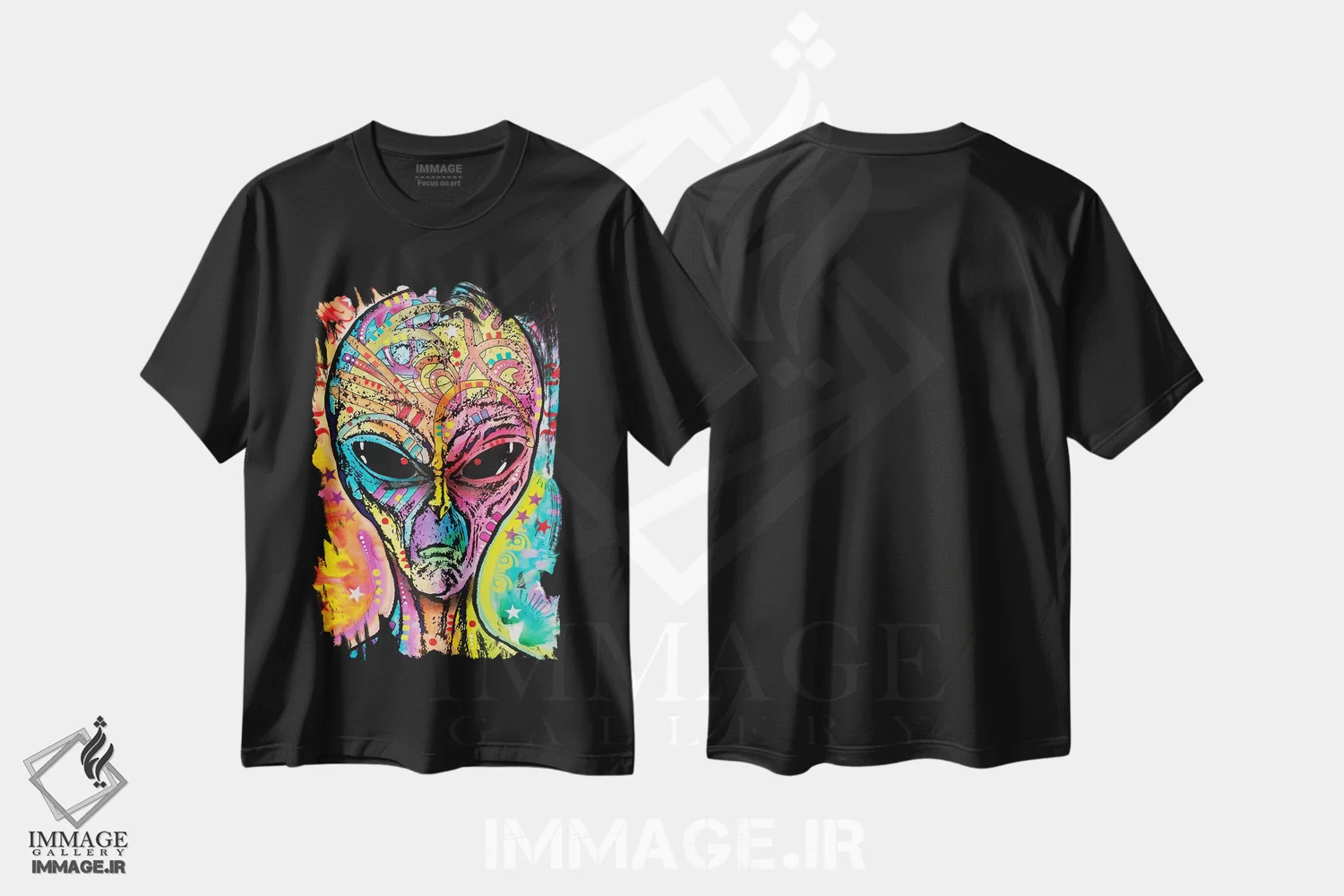 تیشرت مشکی طرح دار بیگانه، هنر فاخر معاصر اثر دین روسو | immage.ir