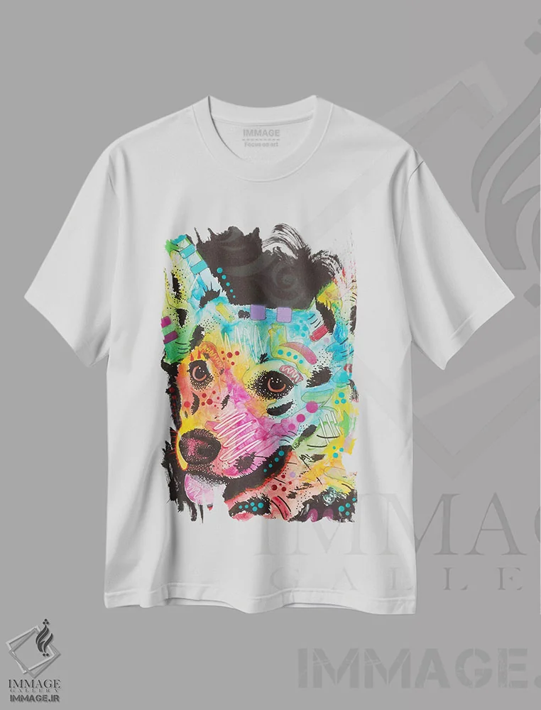 تیشرت سفید طرح دار کورگی ۱، مدیوم اثر دین روسو | immage.ir