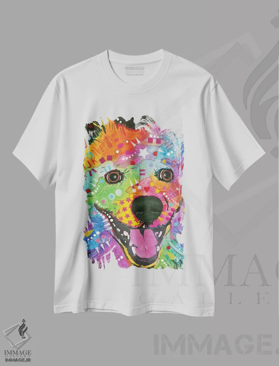 تیشرت سفید طرح دار سگ اسکیمو اثر دین روسو | فروشگاه ایماژ
