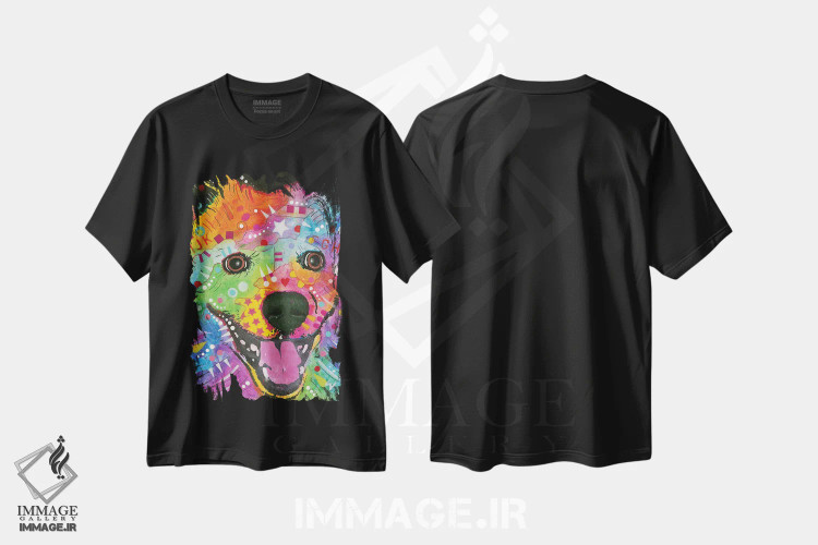 تیشرت مشکی طرح دار سگ اسکیمو اثر دین روسو | immage.ir