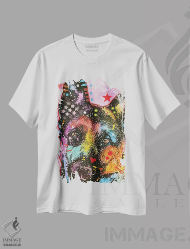 تیشرت سفید طرح دار ژرمن شپرد ۲، مدیوم اثر دین روسو | فروشگاه ایماژ