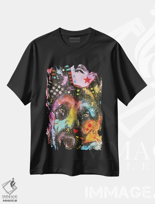 تیشرت مشکی طرح دار ژرمن شپرد ۲، مدیوم اثر دین روسو | immage.ir
