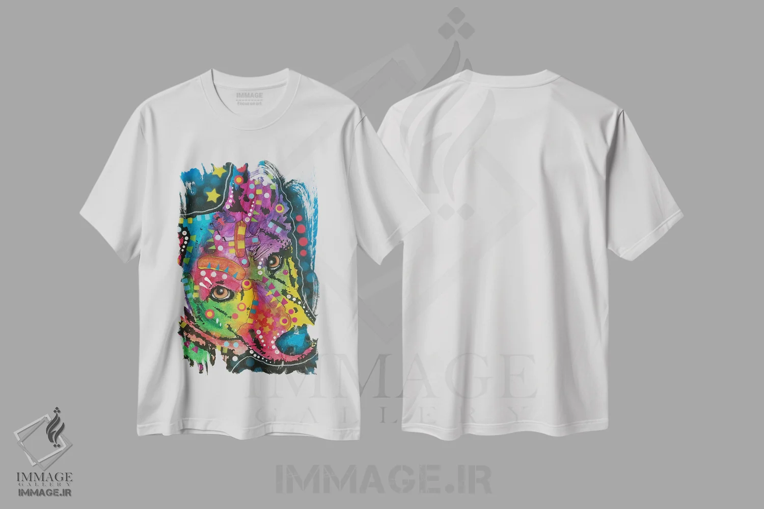 تیشرت سفید طرح دار ژرمن شپرد ۱، مدیوم اثر دین روسو | immage.ir