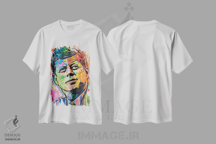 تیشرت سفید طرح دار جان اف کندی، مدیوم اثر دین روسو | immage.ir