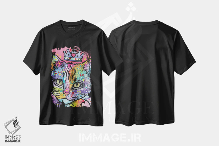 تیشرت مشکی طرح دار گربهٔ عاشق، مدیوم اثر دین روسو | فروشگاه ایماژ