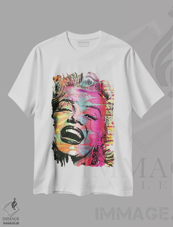 تیشرت سفید طرح دار مرلین، هنر فاخر معاصر اثر دین روسو | فروشگاه ایماژ