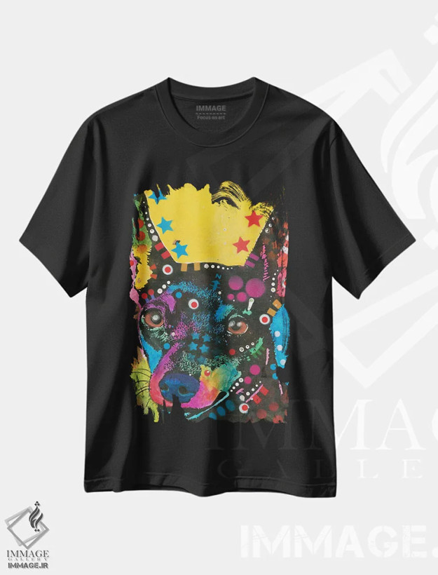 تیشرت مشکی طرح دار مینیاتور پینشر اثر دین روسو | فروشگاه ایماژ
