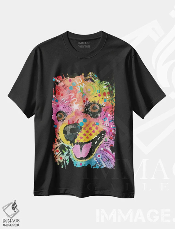 تیشرت مشکی طرح دار پامرانین، مدیوم اثر دین روسو | immage.ir