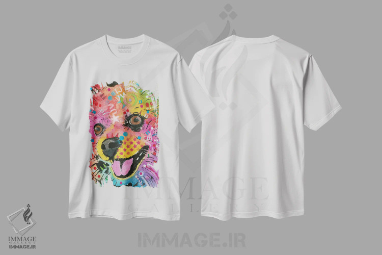 تیشرت سفید طرح دار پامرانین، مدیوم اثر دین روسو | فروشگاه ایماژ