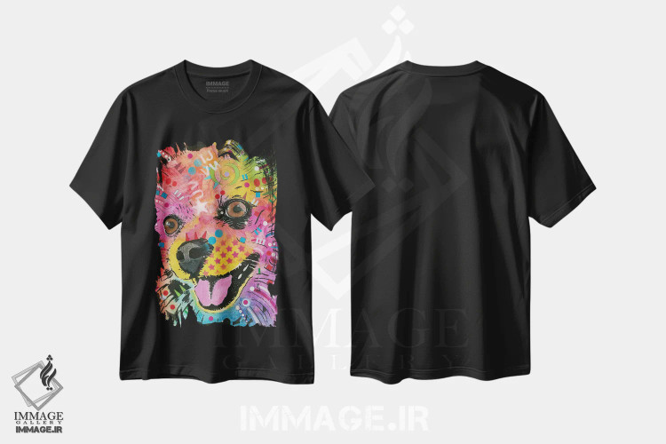 تیشرت مشکی طرح دار پامرانین، مدیوم اثر دین روسو | immage.ir
