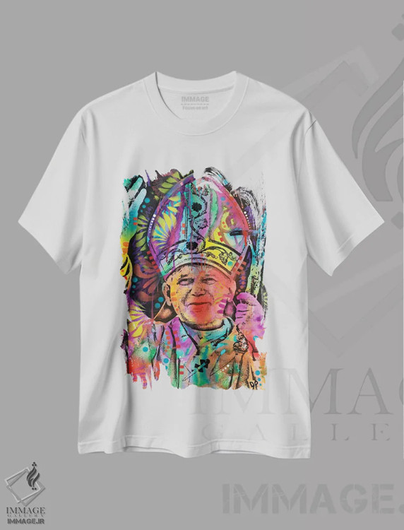 تیشرت سفید طرح دار پاپ، مدیوم اثر دین روسو | immage.ir