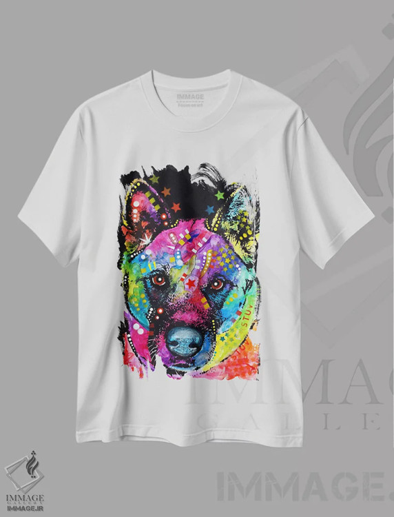 تیشرت سفید طرح دار آکیتا، مدیوم اثر دین روسو | فروشگاه ایماژ