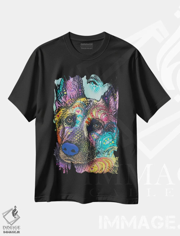 تیشرت مشکی طرح دار رضا، مدیوم اثر دین روسو | فروشگاه ایماژ