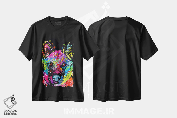 تیشرت مشکی طرح دار آکیتا، مدیوم اثر دین روسو | immage.ir