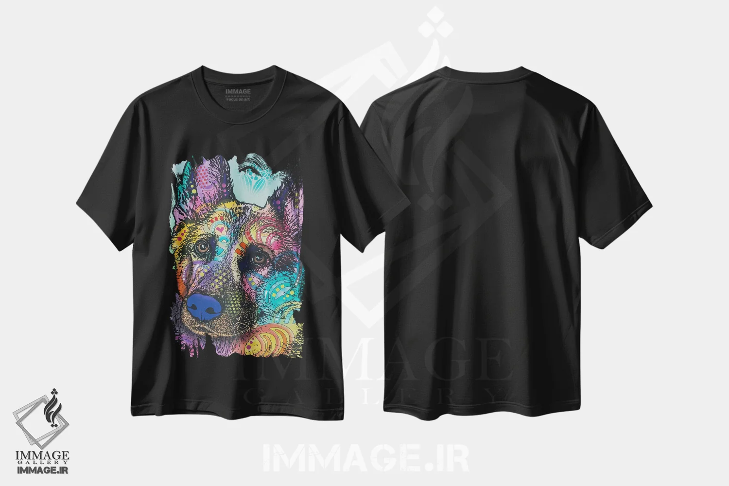 تیشرت مشکی طرح دار رضا، مدیوم اثر دین روسو | فروشگاه ایماژ