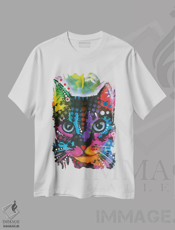 تیشرت سفید طرح دار تببی یک، مدیوم اثر دین روسو | فروشگاه ایماژ
