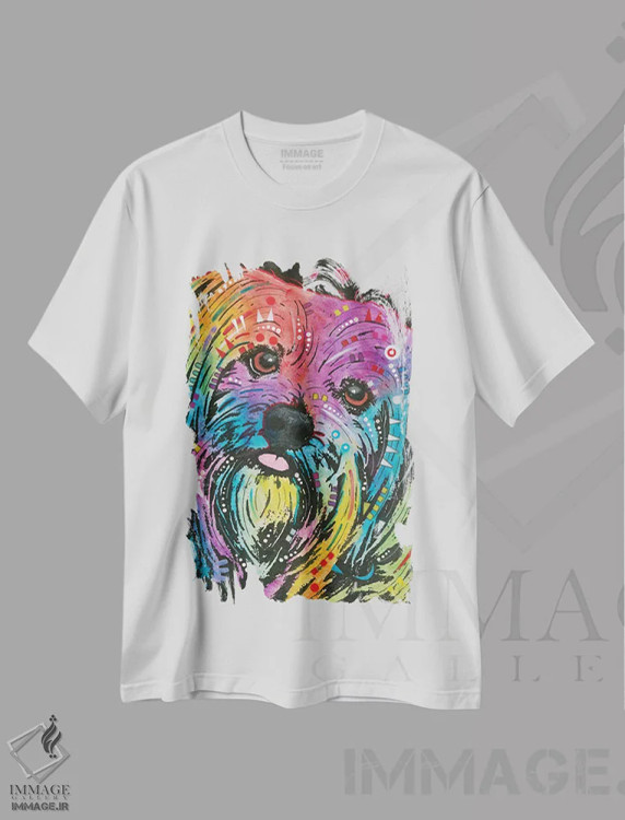 تیشرت سفید طرح دار یورکی، مدیوم اثر دین روسو | فروشگاه ایماژ