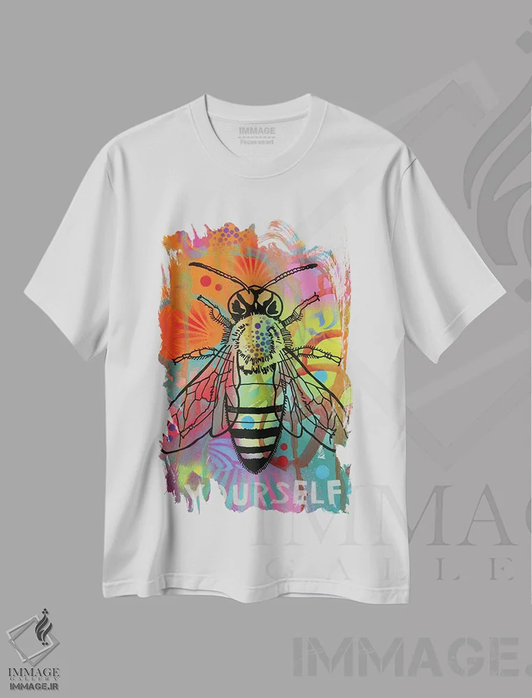 تیشرت سفید طرح دار خودت باش، مدیوم اثر دین روسو | فروشگاه ایماژ