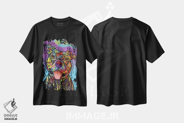 تیشرت مشکی طرح دار خطرناک، مدیوم اثر دین روسو | فروشگاه ایماژ
