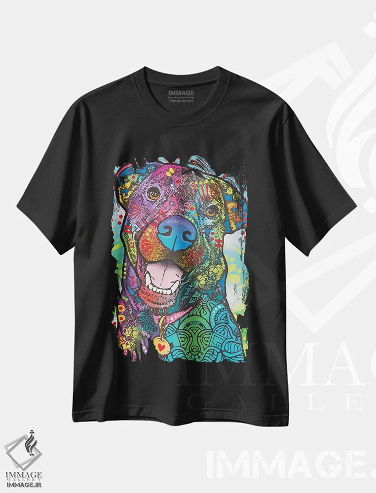 تیشرت مشکی طرح دار لویی، مدیوم اثر دین روسو | فروشگاه ایماژ