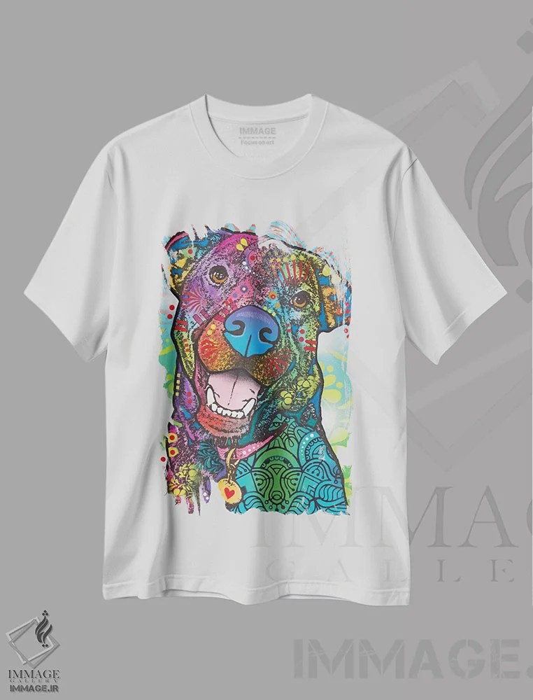 تیشرت سفید طرح دار لویی، مدیوم اثر دین روسو | immage.ir