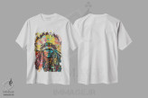 تیشرت سفید طرح دار سرخپوست آمریکایی دو، تزئینی اثر دین روسو | فروشگاه ایماژ