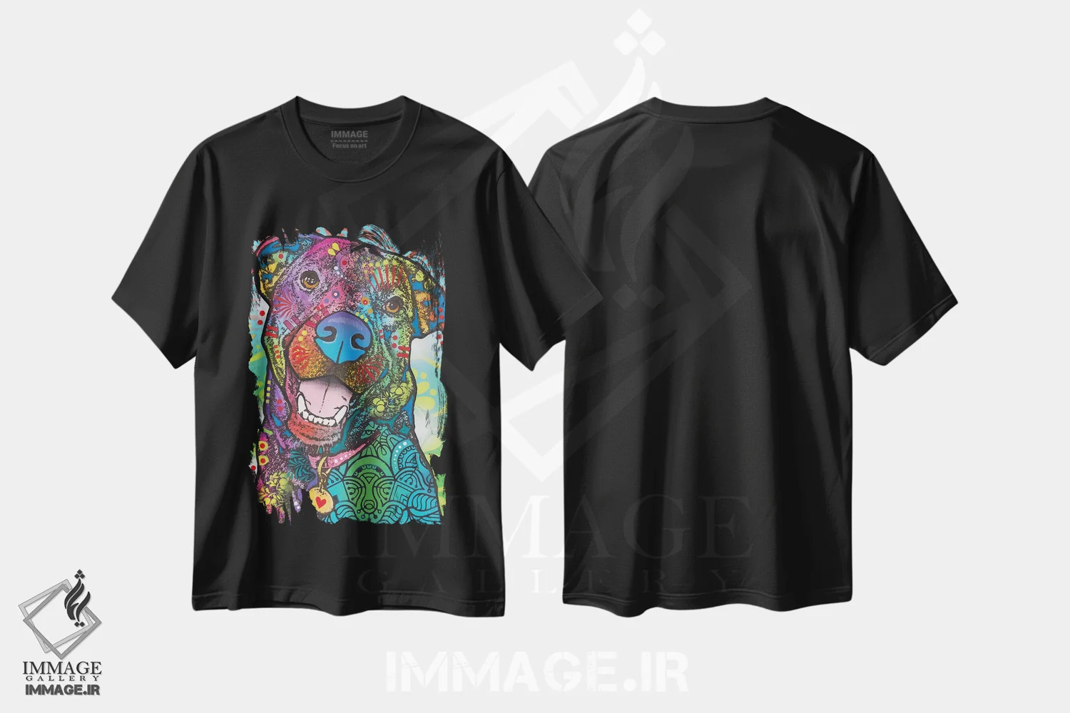 تیشرت مشکی طرح دار لویی، مدیوم اثر دین روسو | فروشگاه ایماژ