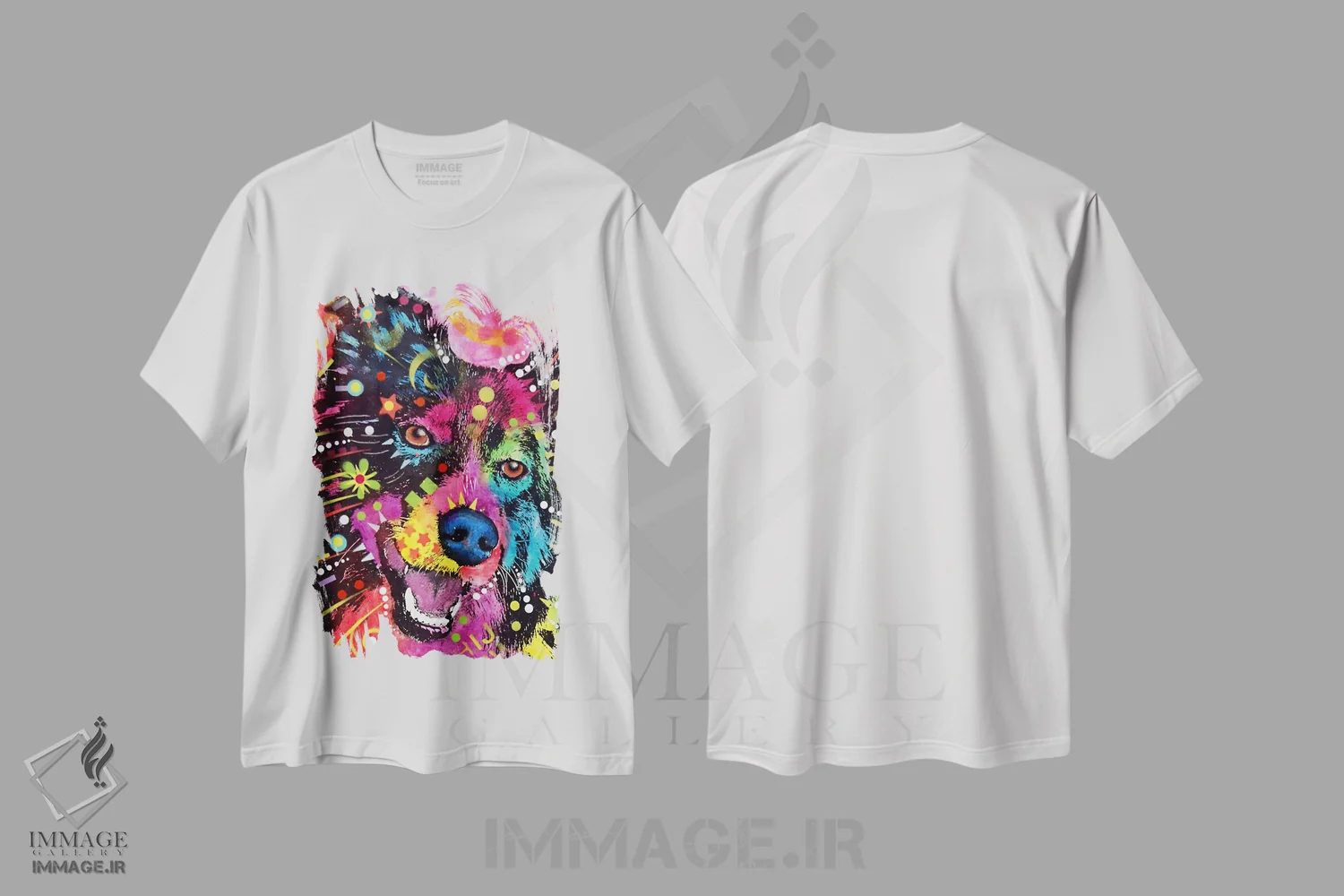 تیشرت سفید طرح دار بردر کولی، مدیوم اثر دین روسو | فروشگاه ایماژ