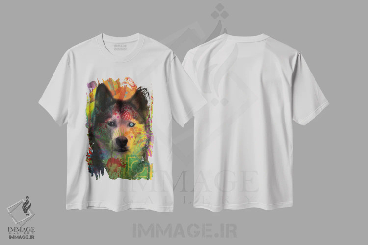 تیشرت سفید طرح دار چشم هاسکی، مدیوم اثر دین روسو | immage.ir