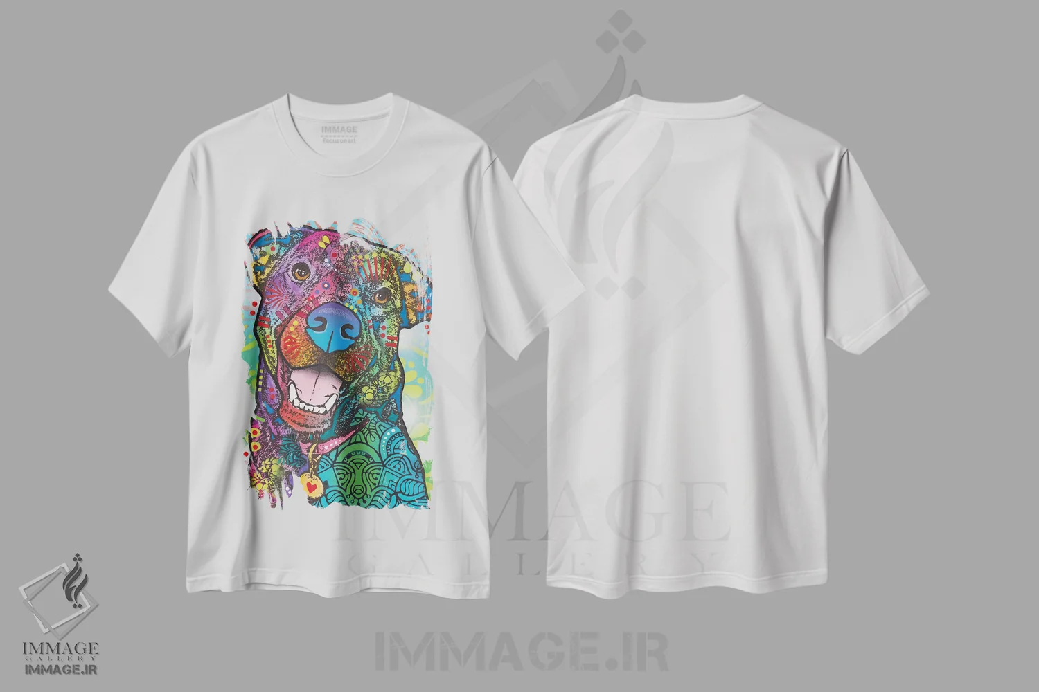 تیشرت سفید طرح دار لویی، مدیوم اثر دین روسو | immage.ir