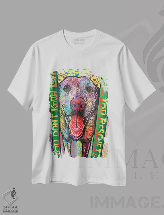 تیشرت سفید طرح دار تو عشق را نمی شناسی، مدیوم اثر دین روسو | immage.ir