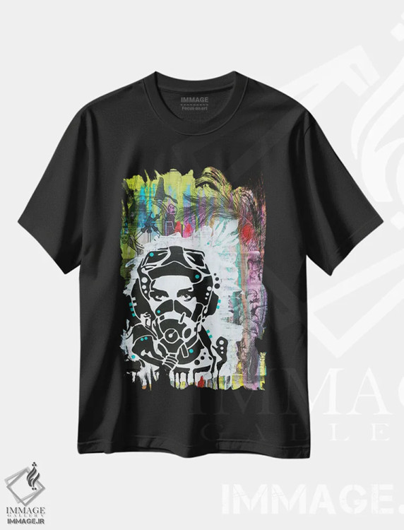 تیشرت مشکی طرح دار کاملاً آماده، مدیوم اثر دین روسو | فروشگاه ایماژ