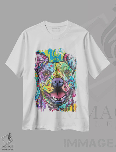 تیشرت سفید طرح دار باترز، پیت بول، مدیوم اثر دین روسو | فروشگاه ایماژ