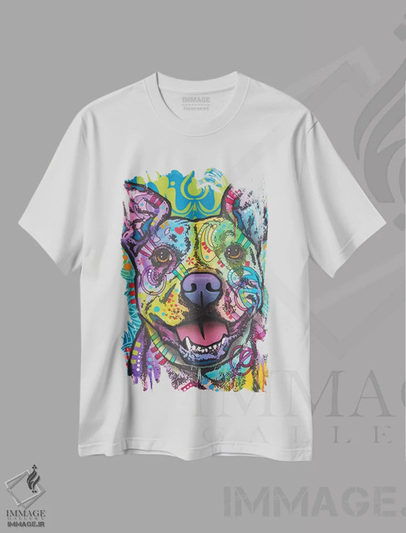 تیشرت سفید طرح دار باترز، پیت بول، مدیوم اثر دین روسو | فروشگاه ایماژ