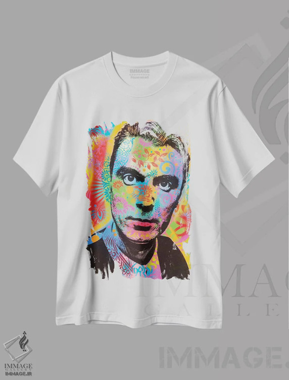 تیشرت سفید طرح دار دیوید برن، مدیوم اثر دین روسو | immage.ir