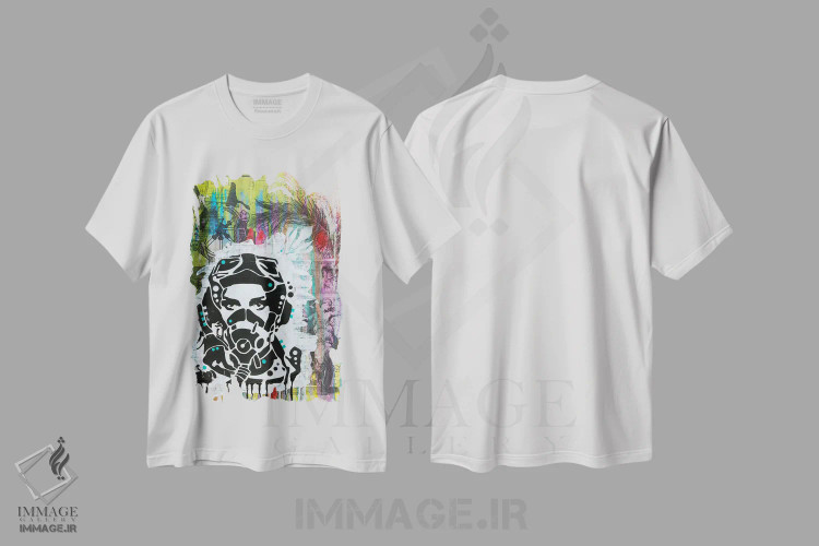 تیشرت سفید طرح دار کاملاً آماده، مدیوم اثر دین روسو | immage.ir